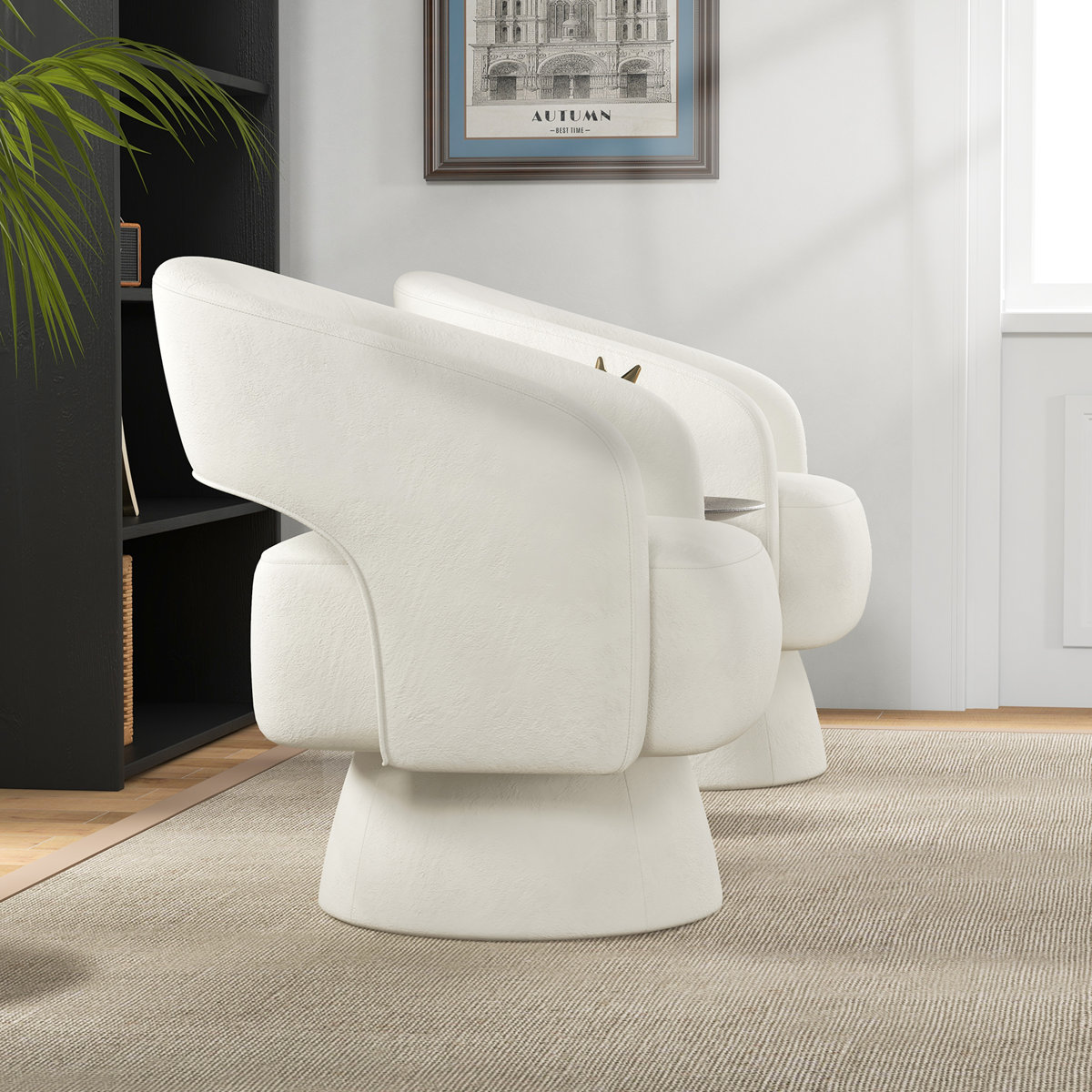 Bochovice 27.8'' Wide Modern Soft Wide Upholstered Swivel Barrel Chair (Set of 2) (Set of 2)